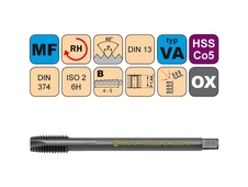 Závitník strojní M10x1 ISO2 HSSCo5 OX DIN 374 B3690