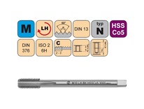 Závitník strojní M16 ISO2 HSSCo5 DIN 376 C Levý