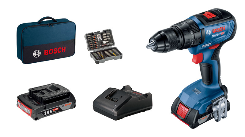 PROFESIONÁLNÍ SADA: GSB 18V-50 + 2× GBA 18V 2.0Ah + GAL 18V-20 UK + 43dílná šroubovací sada v brašně