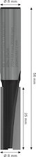 Drážkovací fréza PRO, dva břity, Ø 8 × D 25, stopka 8 mm