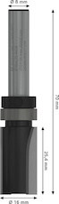 Zarovnávací fréza s horním ložiskem PRO, Ø 16 × D 25,4, stopka 8 mm