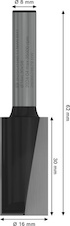 Drážkovací fréza PRO, dva břity, Ø 16 × D 30, stopka 8 mm