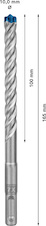 Vrták do kladiv EXPERT SDS plus-7X, 10 × 100 × 165 mm, 10 ks