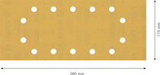 Brusný papír EXPERT C470 se 14 otvory pro vibrační brusky 115 × 280 mm, G 320, 10 ks