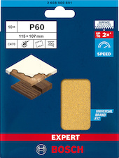 Brusný papír EXPERT C470 se 6 otvory pro vibrační brusky 115 × 107 mm, G 60, 10 ks