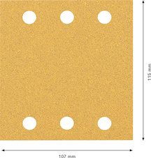 Brusný papír EXPERT C470 se 6 otvory pro vibrační brusky 115 × 107 mm, G 60, 10 ks