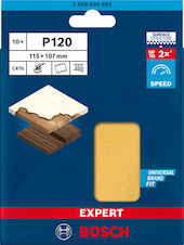 Brusný papír EXPERT C470 se 6 otvory pro vibrační brusky 115 × 107 mm, G 120, 10 ks