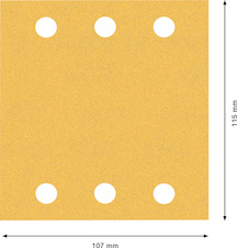 Brusný papír EXPERT C470 se 6 otvory pro vibrační brusky 115 × 107 mm, G 120, 10 ks