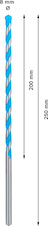 Víceúčelový vrták EXPERT CYL-9 MultiConstruction, 8 × 200 × 250 mm