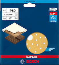 Brusný papír EXPERT C470 s více otvory pro vibrační brusky 150 mm, G 80 5 ks