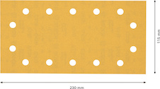 Brusné papíry EXPERT C470 se 14 otvory pro vibrační brusky 115 × 230 mm, P240, 50 ks