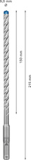 Vrták do kladiv EXPERT SDS plus-7X, 9 × 150 × 215 mm