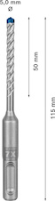 Vrtáky do kladiv EXPERT SDS plus-7X, 5 × 50 × 115 mm, 10 ks