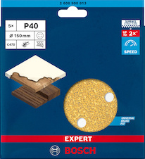 Brusný papír EXPERT C470 s 6 otvory pro vibrační brusky 150 mm, G 40, 5 ks