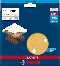 Brusný papír EXPERT C470 s 6 otvory pro vibrační brusky 150 mm, G 80, 5 ks