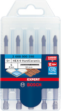 Sada vrtáků do střešních tašek EXPERT HEX-9 Hard Ceramic, 5 mm, 5 ks