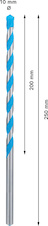 Víceúčelový vrták EXPERT CYL-9 MultiConstruction, 10 × 200 × 250 mm
