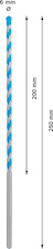 Víceúčelový vrták EXPERT CYL-9 MultiConstruction, 6 × 200 × 250 mm