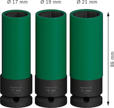 Nástrčná sada PRO Impact, kryty PET, ½″, extra prodloužené, 3 ks