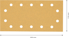 Brusný papír EXPERT C470 se 14 otvory pro vibrační brusky 115 × 230 mm, G 60, 50 ks