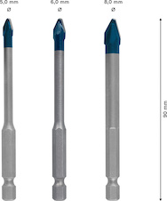 Sada vrtáků EXPERT Hard Ceramic HEX-9, 5 × 90; 6 × 90; 8 × 90 mm, 3 ks