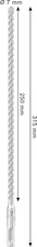 Vrták do betonu PRO SDS plus-5X, 7 × 250 × 315 mm