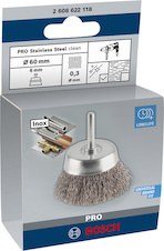 Hrncový kartáč PRO Stainless Steel clean, rovná stopka, 60 × 0,3 mm