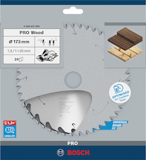 Pilový kotouč PRO Wood cordless pro akumulátorovou okružní pilu, 173 × 1,5 × 20 mm, T24