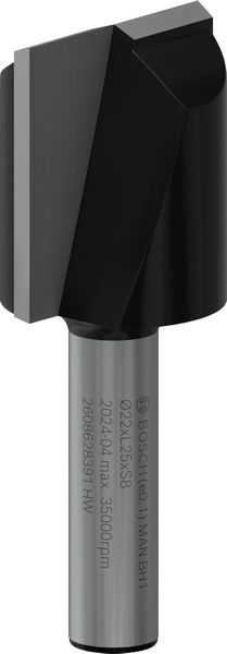 Drážkovací fréza PRO, dva břity, Ø 22 × D 24,6, stopka 8 mm