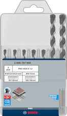 Sada vrtáků PRO HEX-5, 4 × 100, 5 × 100, 5 × 100, 6 × 100, 6 × 100, 8 × 150, 10 × 150 mm, 7 ks