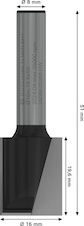 Drážkovací fréza PRO, dva břity, Ø 16 × D 19,6, stopka 8 mm