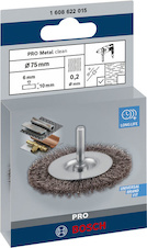 Drátěný kartáč PRO Metal clean, rovná stopka, 75 × 0,2 mm