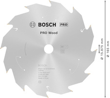 Pilový kotouč PRO Wood cordless pro akumulátorovou okružní pilu, 165 × 1,5 × 15,875 mm, T12