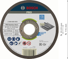 Řezací kotouč PRO Stainless Steel, 115 × 2 × 22,23 mm