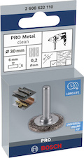 Drátěný kartáč PRO Metal clean, rovná stopka, 30 × 0,2 mm