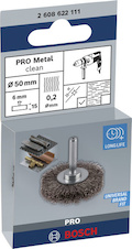 Drátěný kartáč PRO Metal clean, rovná stopka, 50 × 0,2 mm