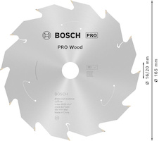 Pilový kotouč PRO Wood cordless pro akumulátorovou okružní pilu, 165 × 1,5 × 20 mm, T12