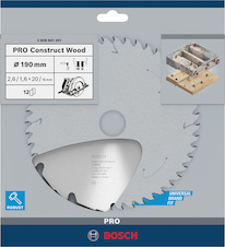Pilový kotouč PRO Construct Wood pro okružní pilu, 190 × 2,6 × 20 mm