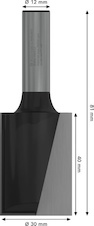 Drážkovací fréza PRO, dva břity, Ø 30 × D 40, stopka 12 mm