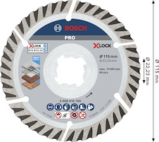 Diamantový kotouč PRO Multi Material, 115 x 22,23 mm, X-Lock, 2 ks
