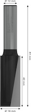 Drážkovací fréza PRO, dva břity, Ø 18 × D 40, stopka 12 mm