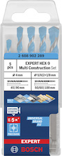 Sada vrtáků EXPERT HEX-9 Multi Construction, 4 × 45 × 90; 5 × 50 × 100; 6 × 60 × 100; 6 × 60 × 100; 8 × 50 × 100 mm, 5 ks