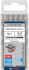 Vrták do kovu PRO Metal HSS-G standardní délky, 5,2 × 52 × 86 mm, 10 ks