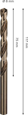 Vrták do kovu PRO Stainless Steel HSS-Co, 8 × 75 × 117 mm