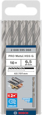 Vrták do kovu PRO Metal HSS-G standardní délky, 6,5 × 63 × 101 mm, 10 ks