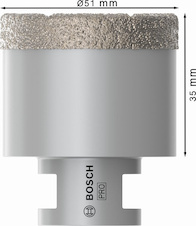 Vrtací korunka pro suché vrtání PRO Ceramic dry, 51 × 35 × 14 mm