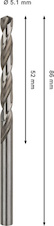 Vrták do kovu PRO Metal HSS-G, 5,1× 52 × 86 mm