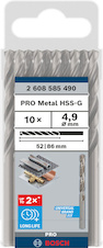 Vrták do kovu PRO Metal HSS-G standardní délky, 4,9 × 52 × 86 mm, 10 ks
