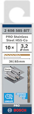 Vrták do kovu PRO Stainless Steel HSS-Co, 3,2 × 36 × 65 mm, 10 ks