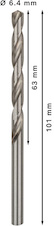 Vrták do kovu PRO Metal HSS-G standardní délky, 6,4 × 63 × 101 mm, 10 ks